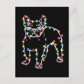 Frenchie mit Weihnachtslicht frohe Weihnachten Postkarte (Vorderseite)