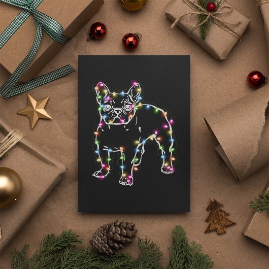 Frenchie mit Weihnachtslicht frohe Weihnachten Postkarte