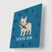 Frenchie Mom Quadratische Wanduhr (Winkel)