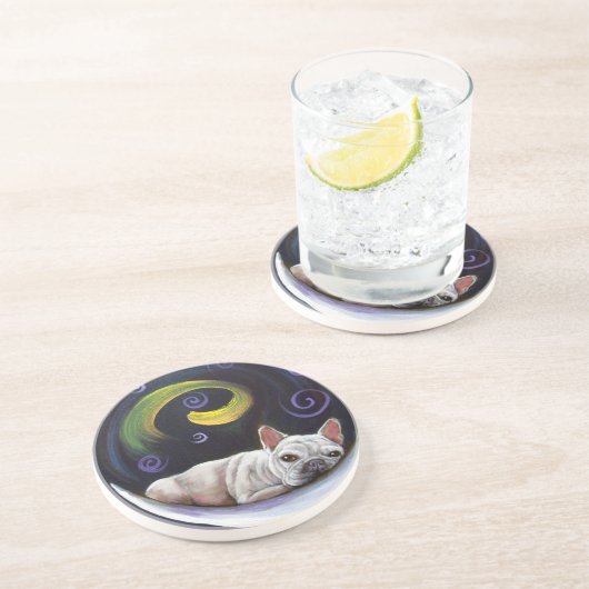 Frenchie Mond-Untersetzer Sandstein Untersetzer (Seite)