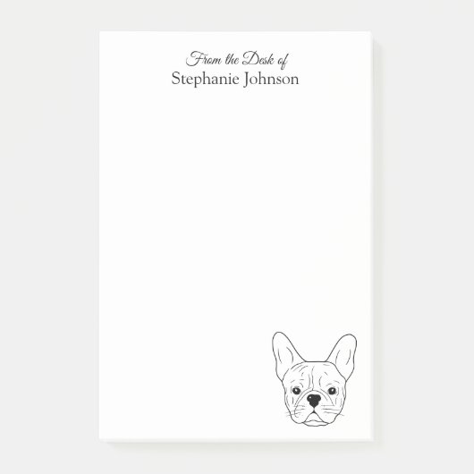 Frenchie Monogram From the Desk French Bulldog  Post-it Klebezettel (Vorderseite)