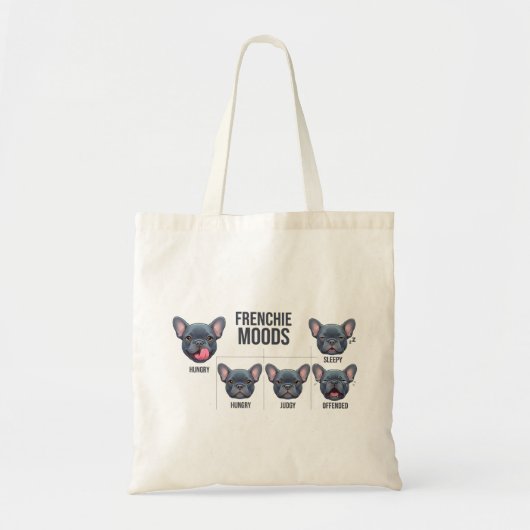 Frenchie Moods Funny French Bulldog Design Tragetasche (Vorne)