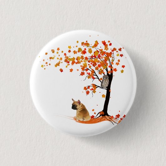 Frenchie My Spirit Animals Owl Frenchie Lovers Button (Vorderseite)