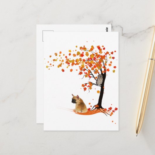 Frenchie My Spirit Animals Owl Frenchie Lovers Postkarte (Vorderseite/Rückseite Beispiel)