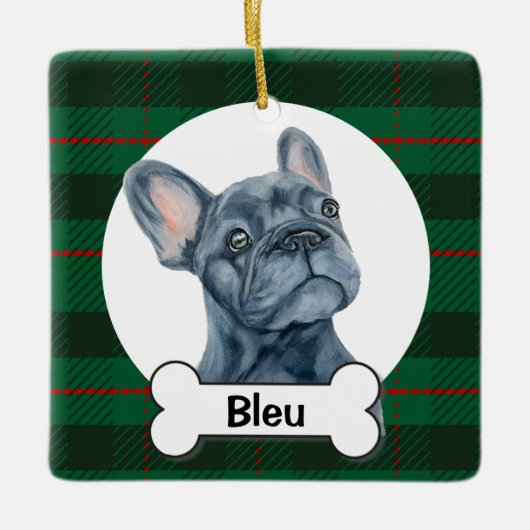 Frenchie Ornament, French Bulldog Keramikornament (Vorderseite)
