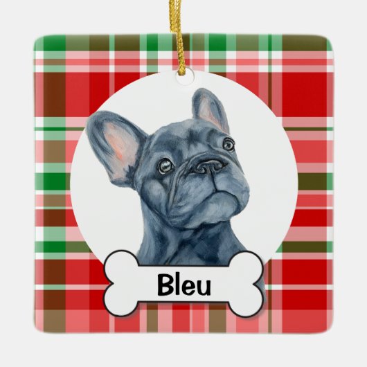 Frenchie Ornament, French Bulldog Keramikornament (Vorderseite)