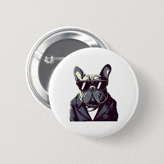 Frenchie Party Man Button (Vorne & Hinten)
