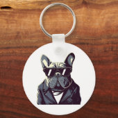 Frenchie Party Man Schlüsselanhänger (Vorderseite)