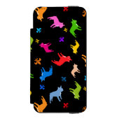 Frenchie Pattern auf schwarz Incipio iPhone Geldbeutel-Hülle (Folio Vorderseite)