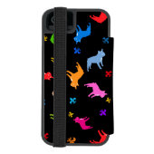 Frenchie Pattern auf schwarz Incipio iPhone Geldbeutel-Hülle (Folio Rückseite)