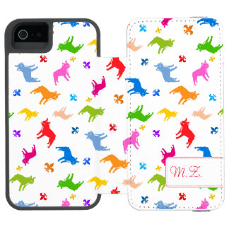 Frenchie Pattern Monogram Incipio Watson™ iPhone 5 Geldbörsen Hülle