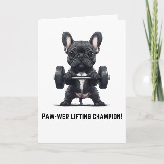 Frenchie Paw wer Lifter Greetings Card Dankeskarte (Vorderseite)