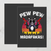 Frenchie Pew Pew Madafakas  Vintage Französische B Einladung (Vorne/Hinten)