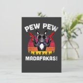 Frenchie Pew Pew Madafakas  Vintage Französische B Einladung (Stehend Vorderseite)