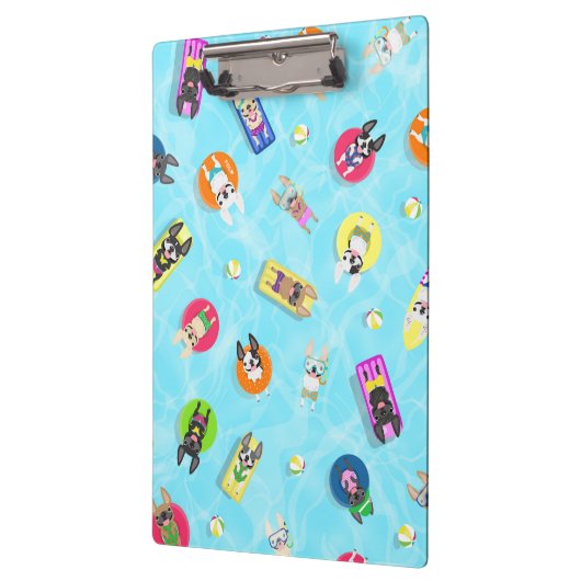 Frenchie Pool Party Clip Board Klemmbrett (Links)