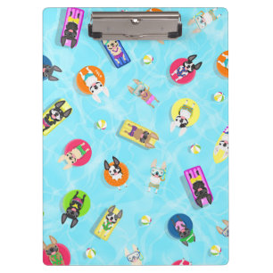 Frenchie Pool Party Clip Board Klemmbrett