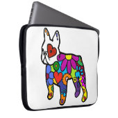 Frenchie Power-Weißhintergrund Laptopschutzhülle (Vorne Rechts)