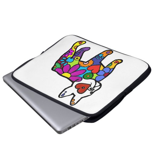 Frenchie Power-Weißhintergrund Laptopschutzhülle (Vorne Knopf)