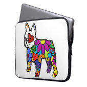 Frenchie Power-Weißhintergrund Laptopschutzhülle (Vorderseite Links)