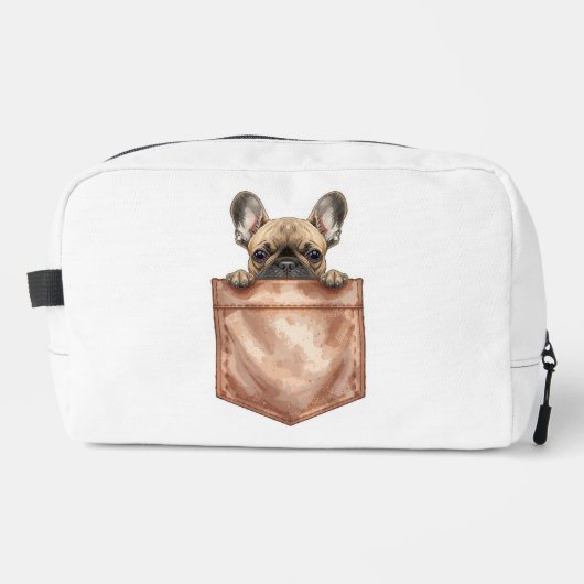 Frenchie Puppy Pocket Makeup Bag & Pencil Case Waschbeutel (Vorderseite)
