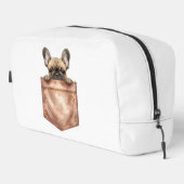 Frenchie Puppy Pocket Makeup Bag & Pencil Case Waschbeutel (Rechte Ecke)