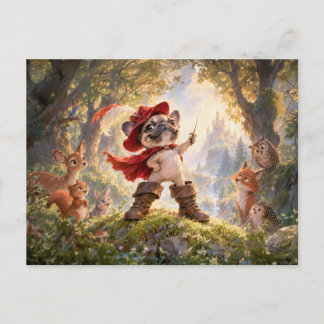 Frenchie Puss in Boots Forest Hero Postkarte
