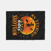 Frenchie Rides Shotgun French Bulldog Lover Hallow Fleecedecke (Vorderseite (Horizontal))