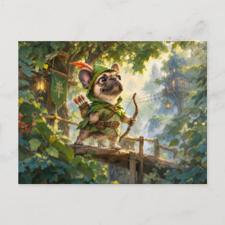 Frenchie Robin Hood Treehouse Archer Postkarte