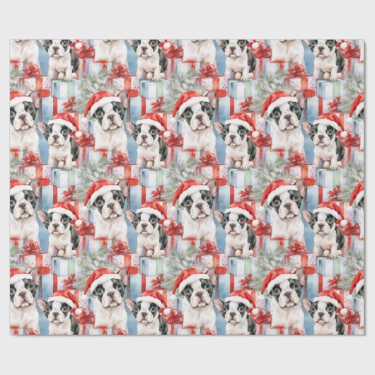 Frenchie Santa Squad Weihnachtsgeschenk Geschenkpapier (Flach)