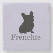Frenchie silhouette steinuntersetzer (Vorderseite)