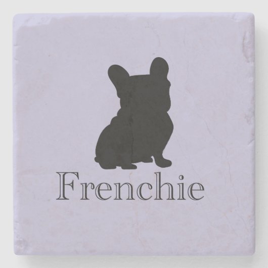Frenchie silhouette steinuntersetzer (Vorderseite)