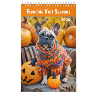 Frenchie Strick-Saisons - Cozy Hundekalender Kalender