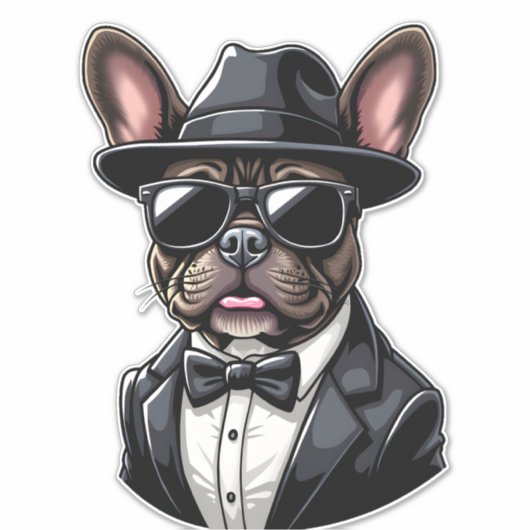 Frenchie The Gangster Aufkleber (Vorderseite)