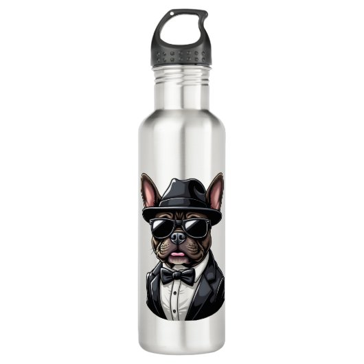 Frenchie The Gangster Edelstahlflasche (Vorderseite)