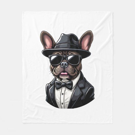 Frenchie The Gangster Fleecedecke (Vorderseite)