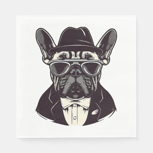 Frenchie The Gangster Serviette (Vorderseite)