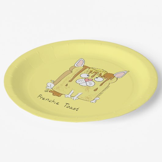 Frenchie Toast French Bulldog Funny Pappteller (Schrägansicht)