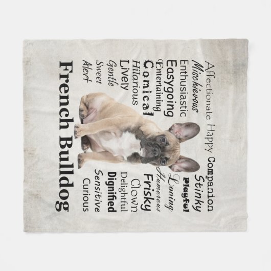 Frenchie Traits Fleece Blanket (Vorderseite (Horizontal))