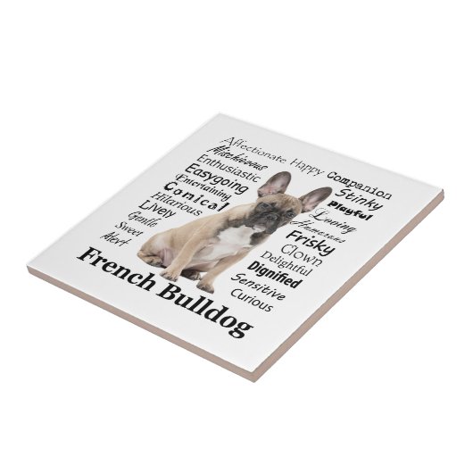 Frenchie Traits Keramik Tile Fliese (Seite)