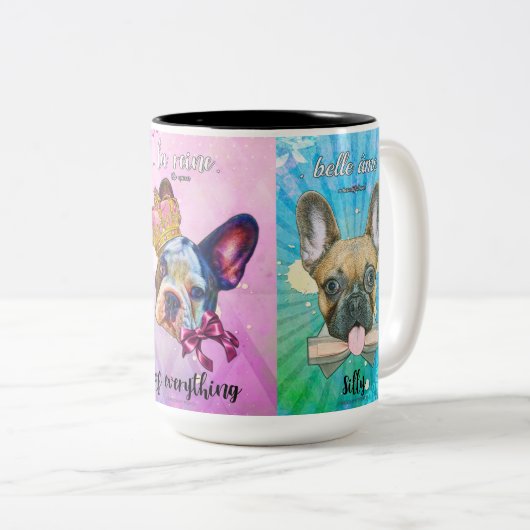 Frenchie Trio-Tasse Zweifarbige Tasse (VorderseiteRechts)