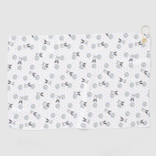 Frenchie und Daisies Golfhandtuch (Horizontal)