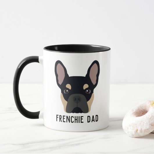 Frenchie Vater Black und Tan French Bulldog Tasse (Mit Donut)