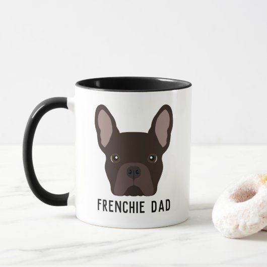 Frenchie Vater Brown French Bulldog Tasse (Mit Donut)