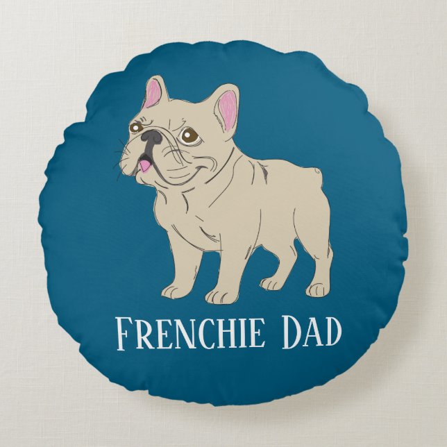 Frenchie-Vater Rundes Kissen (Vorderseite)