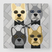 Frenchie Wall Clock Quadratische Wanduhr (Vorderseite)