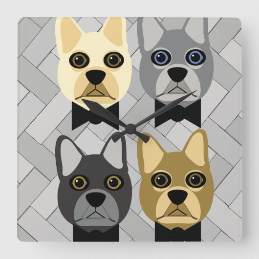 Frenchie Wall Clock Quadratische Wanduhr (Vorderseite)