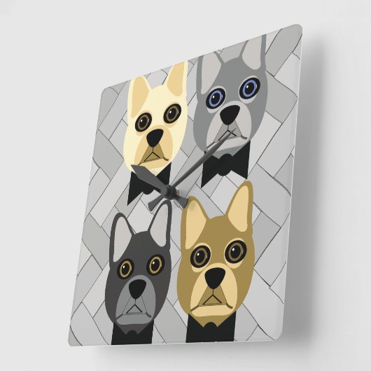Frenchie Wall Clock Quadratische Wanduhr (Winkel)