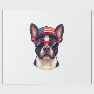 Frenchie Wearing USA Colors (4) Geschenkpapier