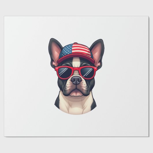 Frenchie Wearing USA Colors (4) Geschenkpapier (Flach)