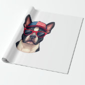 Frenchie Wearing USA Colors (4) Geschenkpapier (Ungerollt)